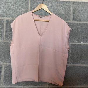 Everlane Japanese Go Weave Top Size 6 Pink Short Sleeve V-neck